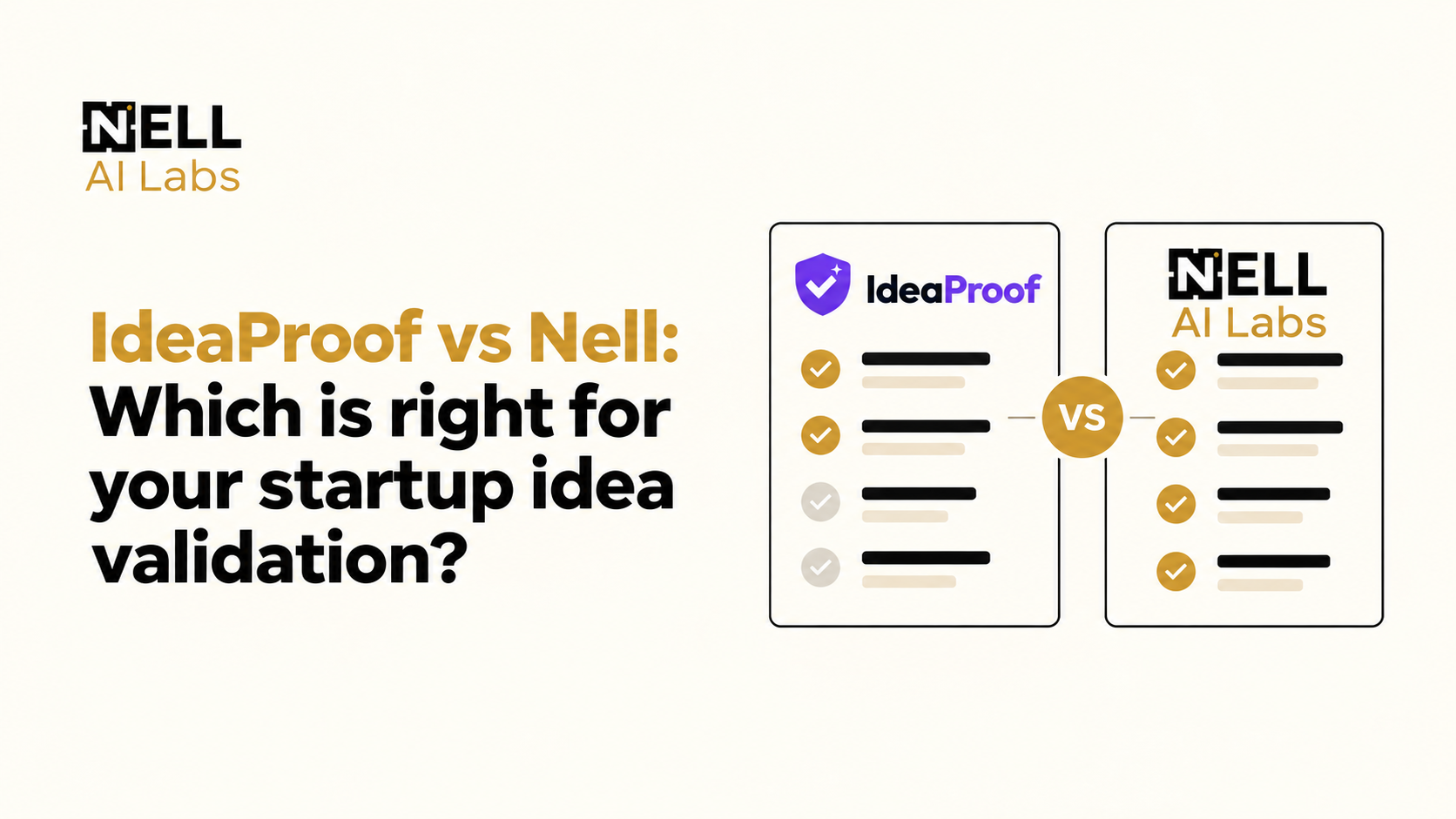 IdeaProof vs NELL comparison feature image showing the two startup idea validation tools side by side.